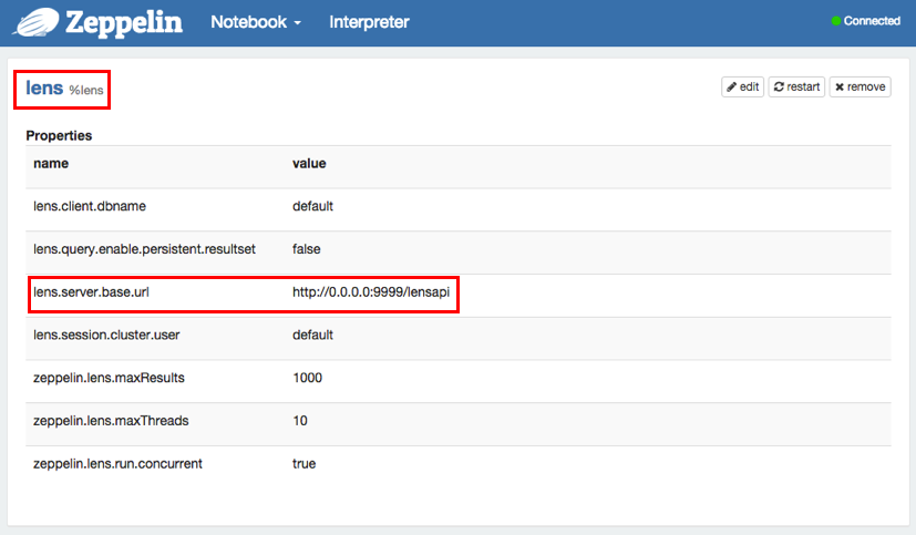 Apache Lens Interpreter Setting